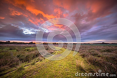 Spiritual voyage concept path through Wild natural landscape under amazing sky Stock Photo