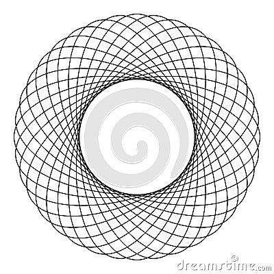 Spirograph abstract element Circle shape Concentric pattern Fractal graphic icon black color vector illustration flat style image Vector Illustration
