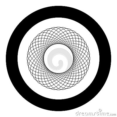Spirograph abstract element Circle shape Concentric pattern Fractal graphic icon in circle round black color vector illustration Vector Illustration