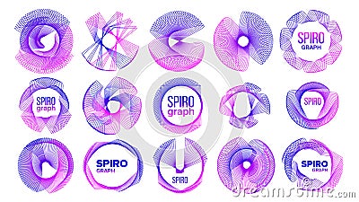 Spirograph Abstract Ornamental Symbols Set Vector Illustrations Stock Photo