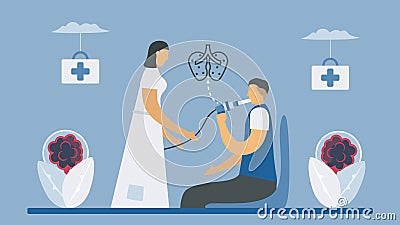 Spirometry is a test used to measure lung function. Chronic obstructive pulmonary disease causes breathing problems and poor Vector Illustration