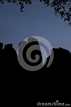 Spirtual peaks(Lingfeng) at night Stock Photo