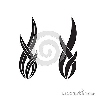 Spirulina silhouette icon. Black simple vector of seaweed or water plant Vector Illustration