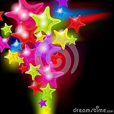 Splash of abstract glossy stars Vector Illustration