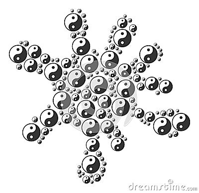 Splash Mosaic of Yin Yang Icons Vector Illustration