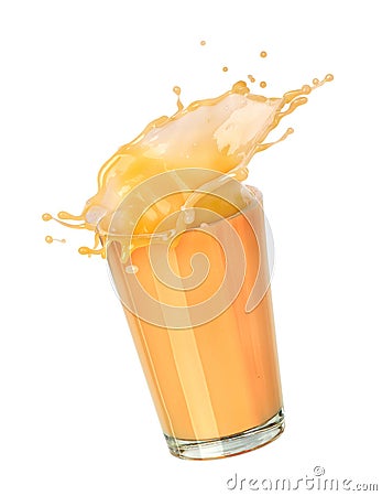 Splash of banana juice in a glass beaker Stock Photo