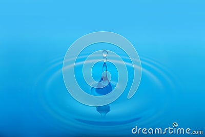 Splash of blue water with drop as background Stock Photo