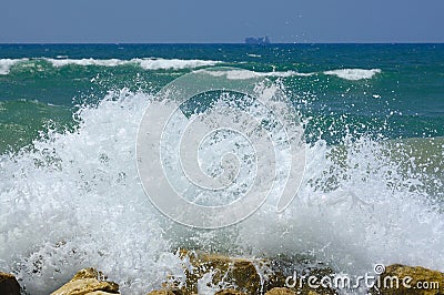 Splash of breaking waves Stock Photo