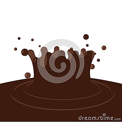 Splash chocolate. Brown sweet drops on white background Vector Illustration