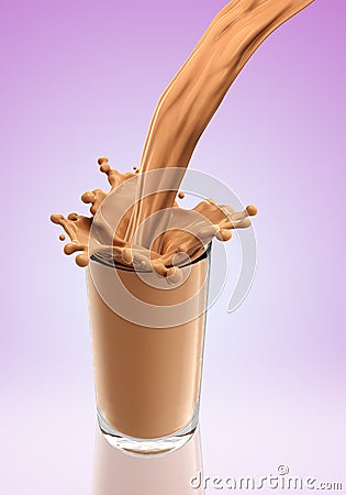 Splash of chocolate milk from the glass Stock Photo