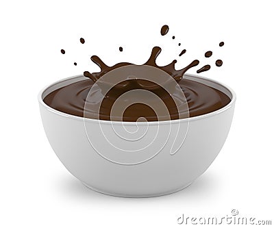 Splash of chocolate in a white bowl Cartoon Illustration