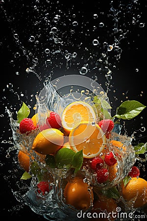 A splash of citric fruits Stock Photo