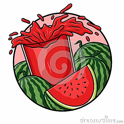 Splash Glass Watermelon Juice Vector Isolated Vector Illustration