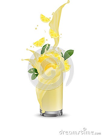 Splash of lemon, lime juice. 3d realistic vector EPS 10. Packaging template. Brand advertising. Splash swirl in the realistic Vector Illustration