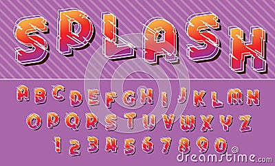 Splash lines colorful font design letters and numbers Vector alphabet Vector Illustration