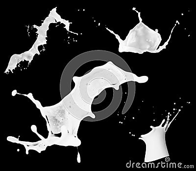 A splash of milkshake. A set of isolated dairy Stock Photo