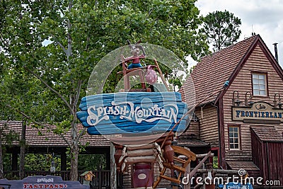 Splash Mountain sign in Magic Kingdom at Walt Disney World . Editorial Stock Photo