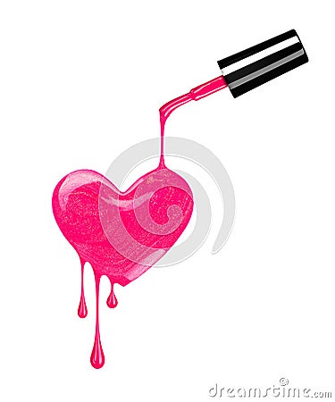 Splash of nail polish in the form of heart with drops Stock Photo