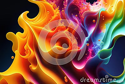 Splash rainbow colors stain on a vibrant background. Generative ai Stock Photo