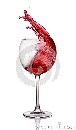 Splash of red wine in glass Stock Photo