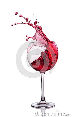 Splash of red wine in glass Stock Photo