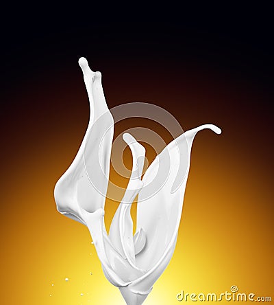 Splash of white fat milk as design element Stock Photo