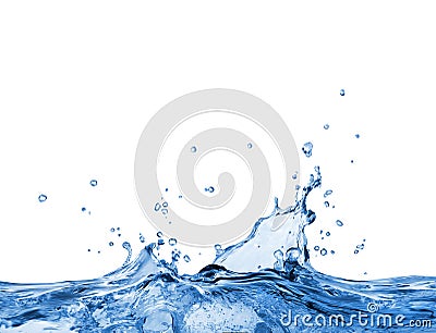 Splashes of blue oceanic water on a white background Stock Photo