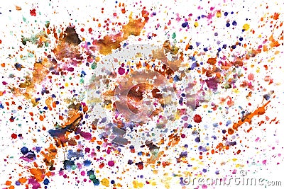 Splashes of colorful watercolor on a white background Stock Photo