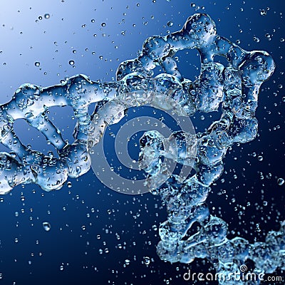 Splashes of water shaped of a DNA molecule. 3d render Stock Photo