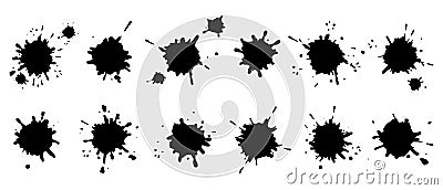 Splashes of ink paint, set of blots. Vector illustration Vector Illustration