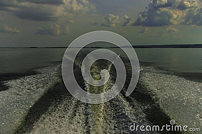 Splashes of a speedboat Stock Photo