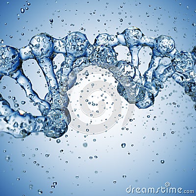 Splashes of water shaped of a DNA molecule. 3d render Stock Photo