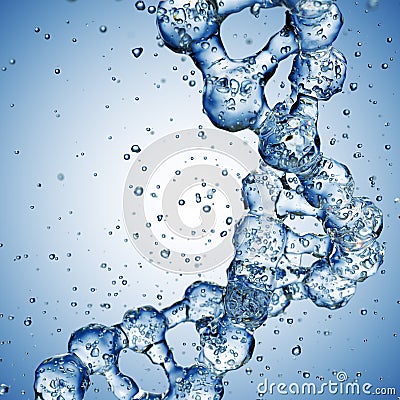 Splashes of water shaped of a DNA molecule. 3d render Stock Photo