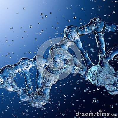 Splashes of water shaped of a DNA molecule. 3d render Stock Photo