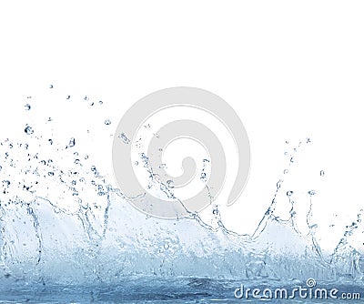 Splashing clear water on white background use for refreshment an Stock Photo