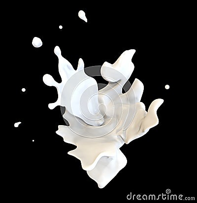 Splashing Milk Whirl Liquid Template On Black Cartoon Illustration