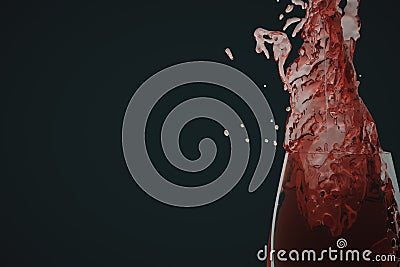 Splashing red wine on dark background Stock Photo