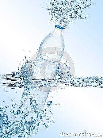 Splashing water bottle Stock Photo