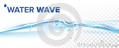 Splashing Water Wave With Blue Air Bubbles Vector Vector Illustration