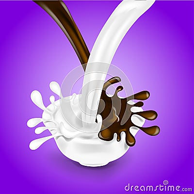 Splashing and whirl chocolate and milk liquid for design uses 3d illustration Vector Illustration