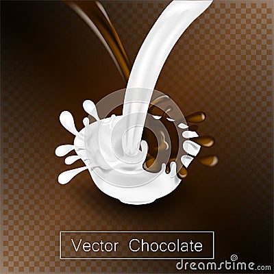 Splashing and whirl chocolate and milk liquid for design uses isolated 3d illustration Vector Illustration