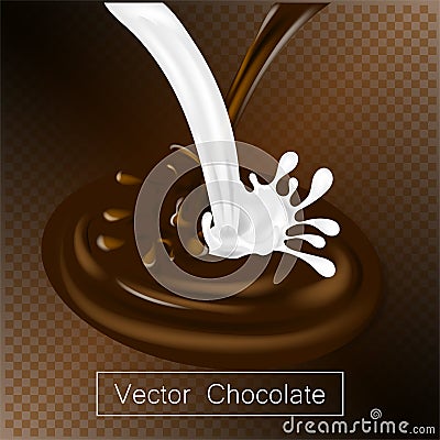 Splashing and whirl chocolate and milk liquid for design uses isolated 3d illustration Vector Illustration