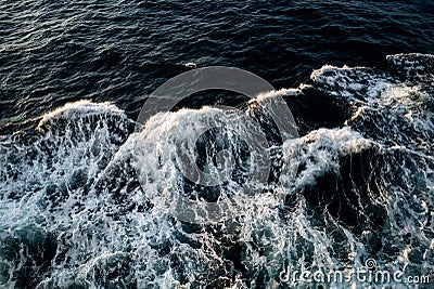 Splashy Ship Trail White Foamy Wave Stock Photo