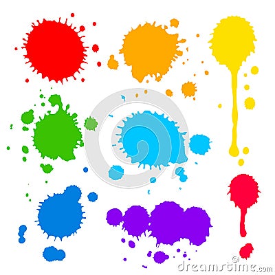 Splats and blobs of colored paint Vector Illustration