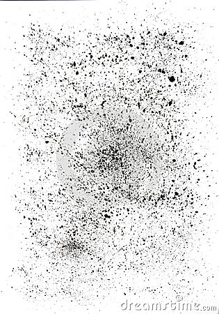 Splatter background. Black calligraphy ink splats. Grunge distress calligraphy ink stains. Black ink blow explosion Stock Photo