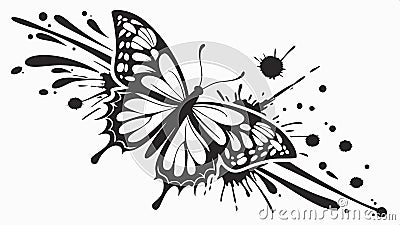 Splatter butterfly vector, abstract insect art, grunge effect design vector design Generative AI Vector Illustration