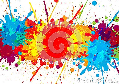 Splatter colorful with paint stains background, abstrac Vector Illustration