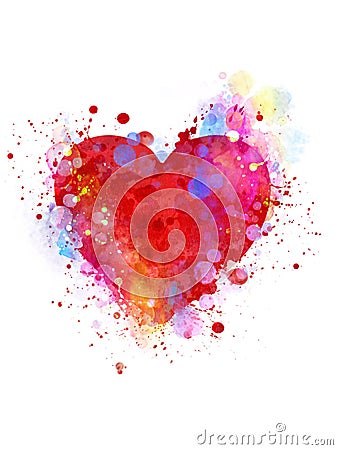 Splattered heart shape Stock Photo