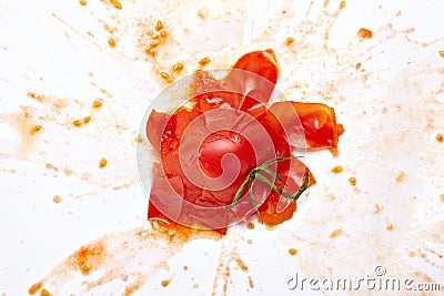 Splattered tomato Stock Photo