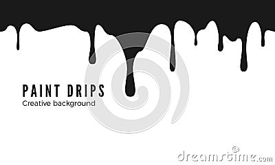 Splatters and Dripping. Black ink drips. Seamless Dripping Paint Texture. Vector illustration isolated on white background Vector Illustration